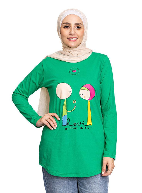 Green Printed Long - Sleeve Design 35 - Khotwh